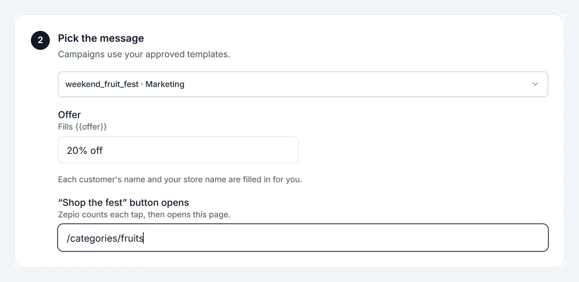 Picking the message and filling in its details
