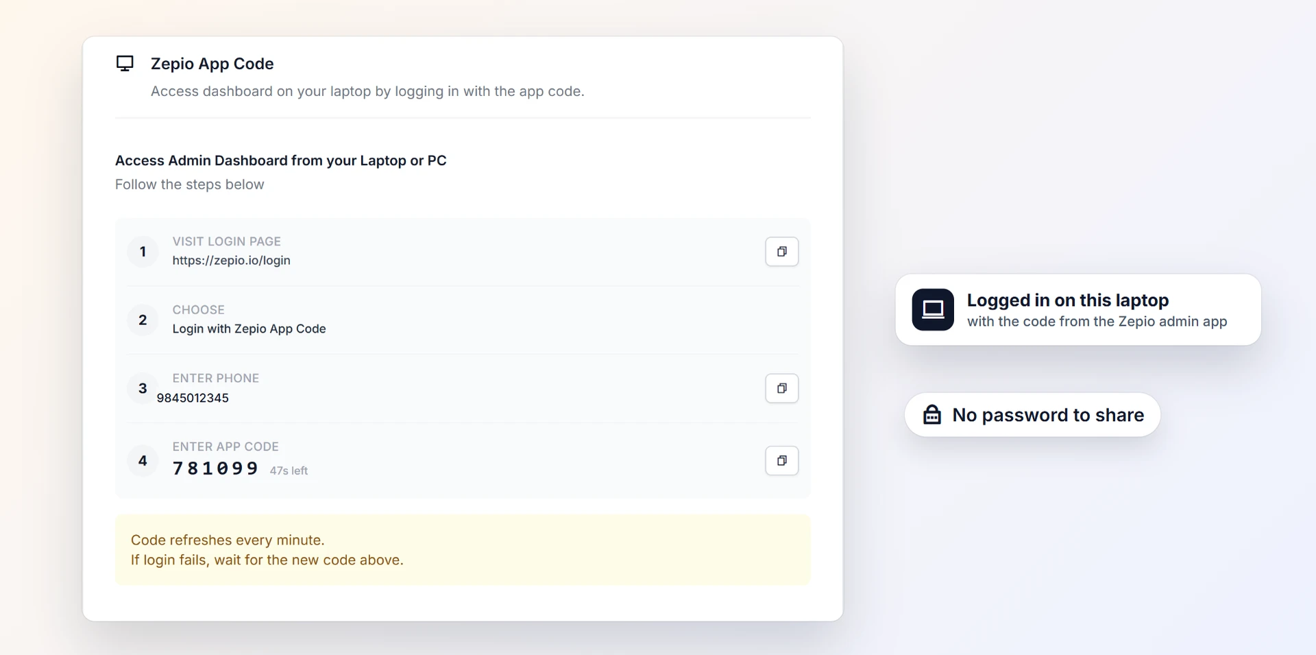 Sign in from your laptop in seconds