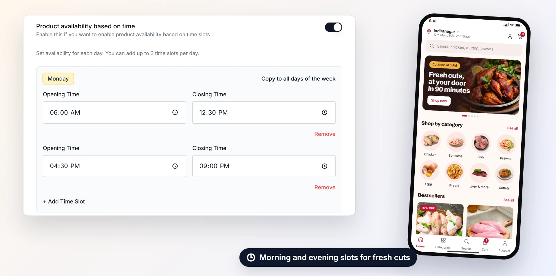 Cut-off times per product