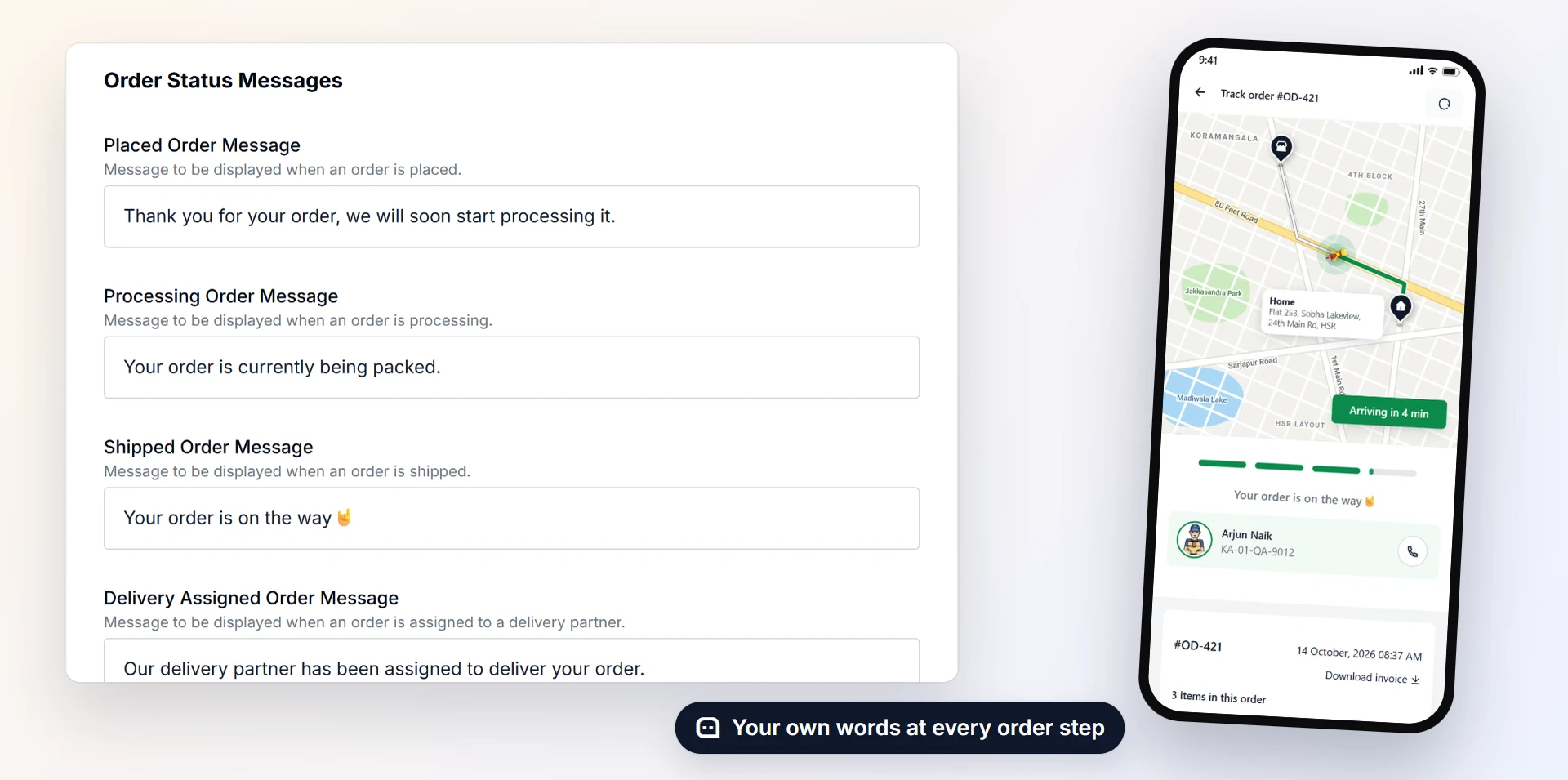Your order messages