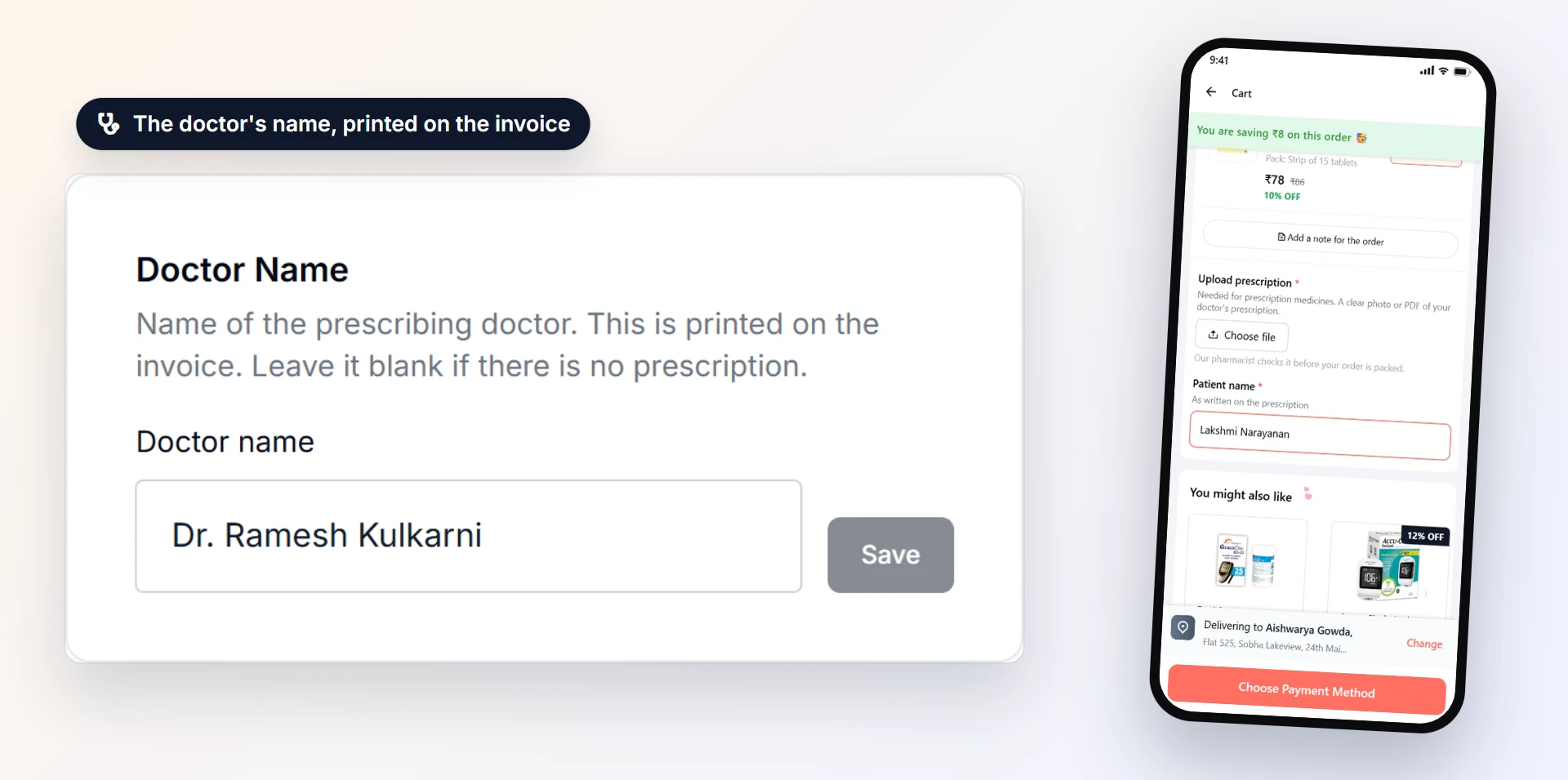 Doctor's name on the order