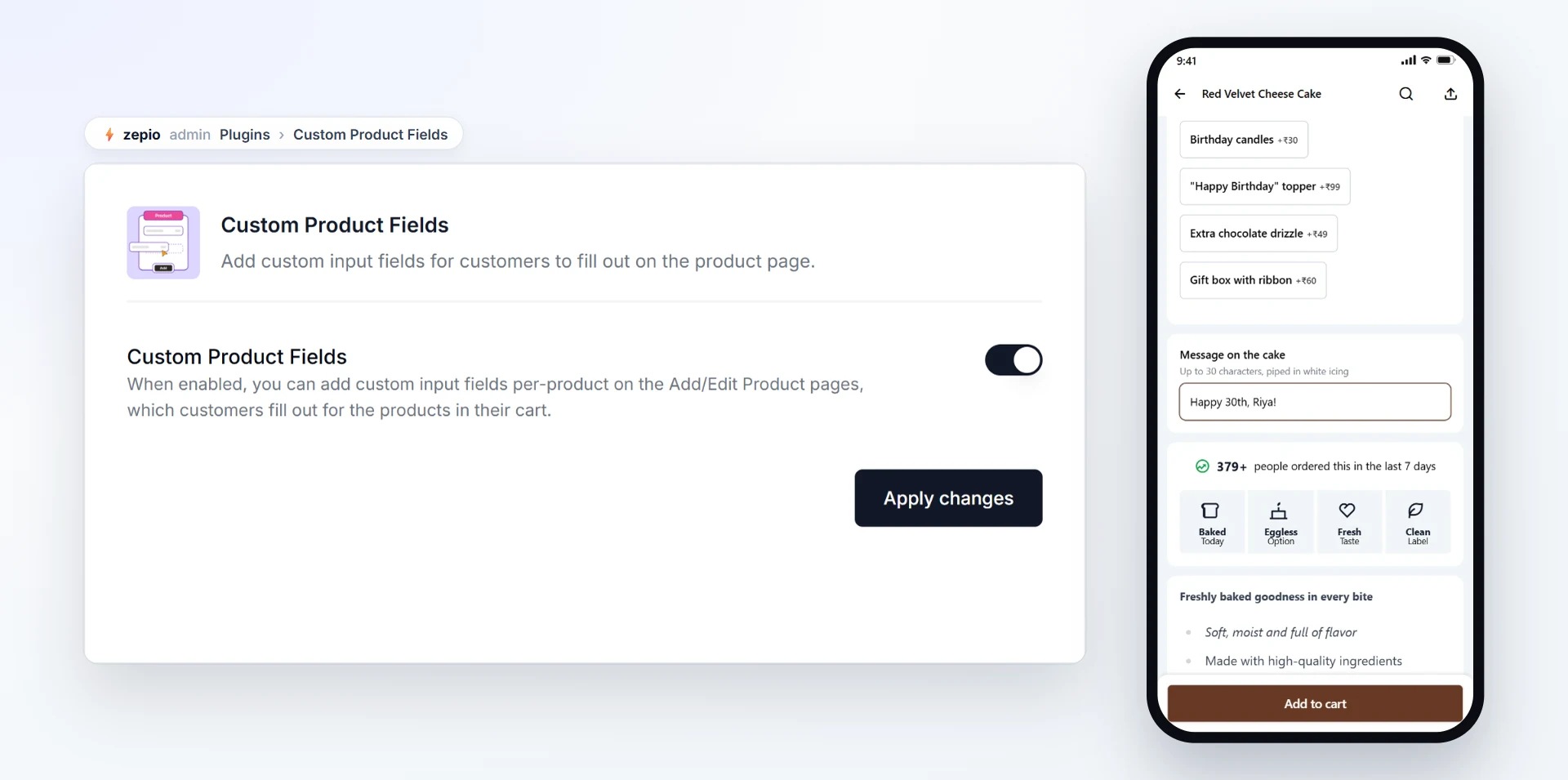 Adding custom fields on the product page