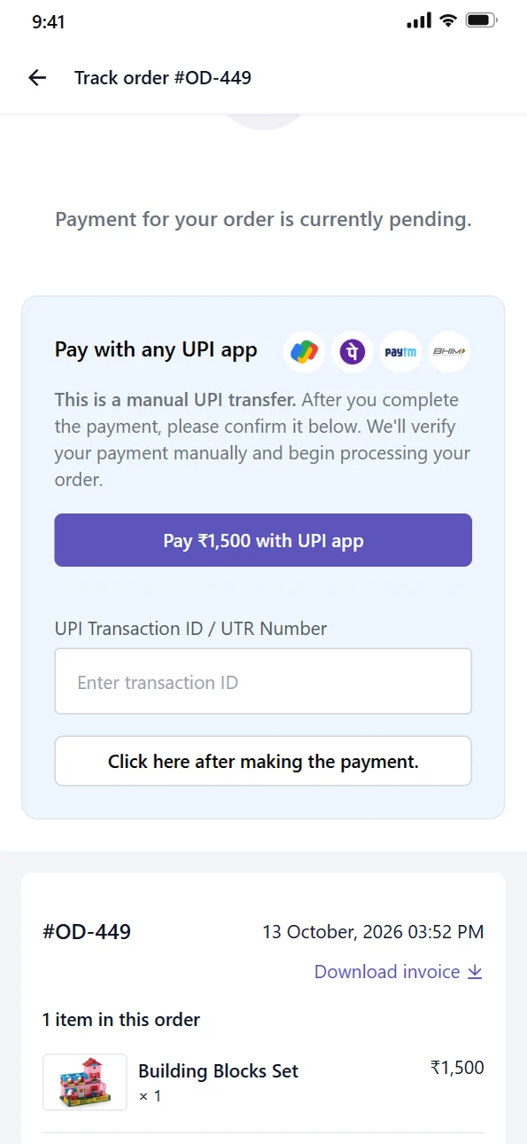 Direct UPI transfer