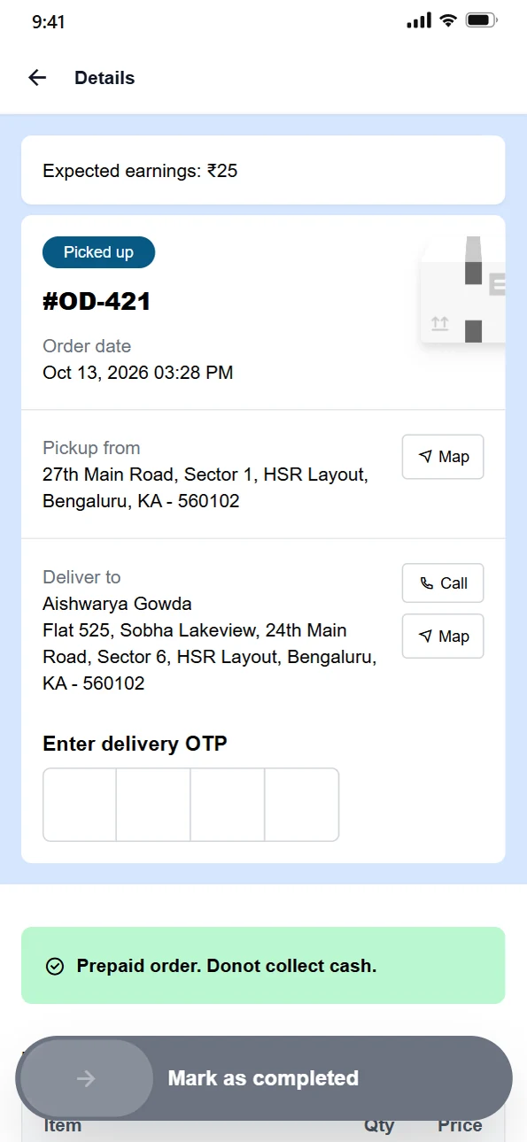 Delivery app