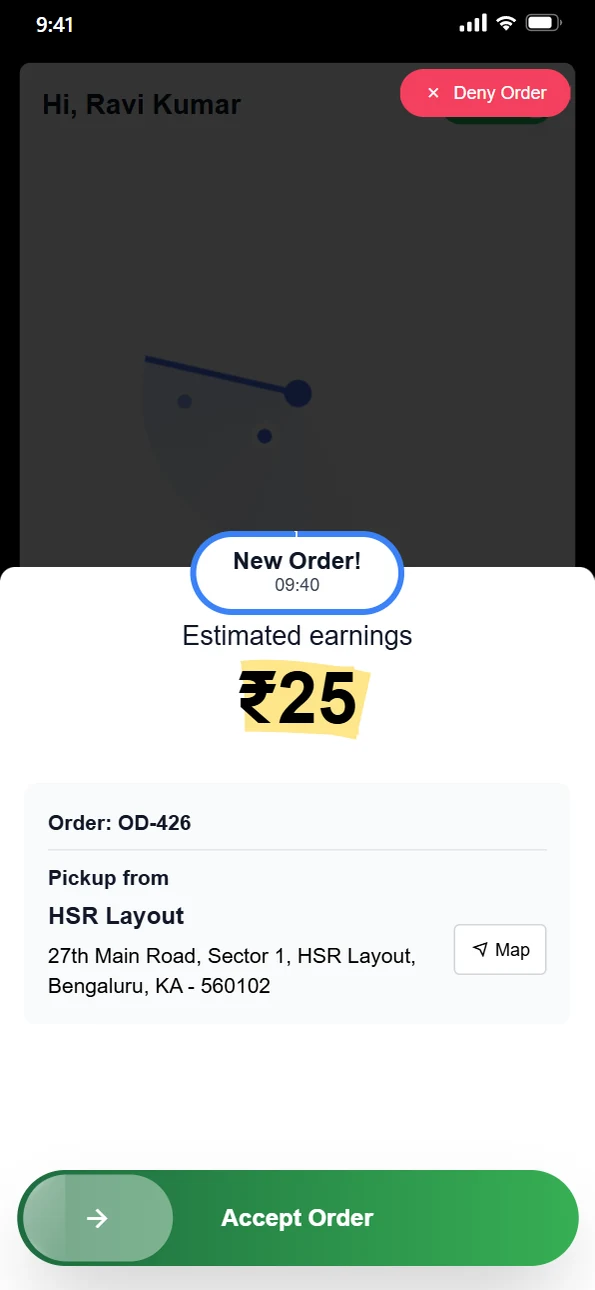 A delivery partner is assigned