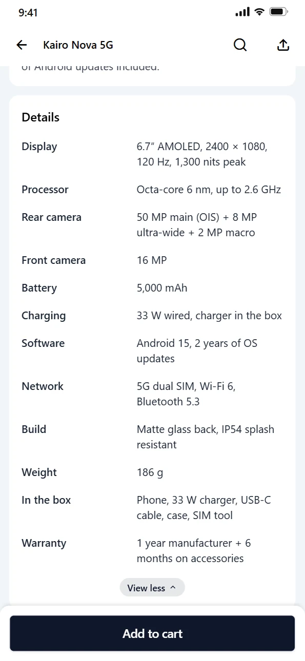 Full specifications