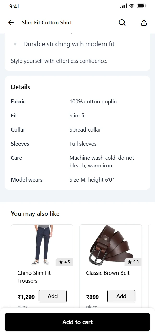 Fabric and care details