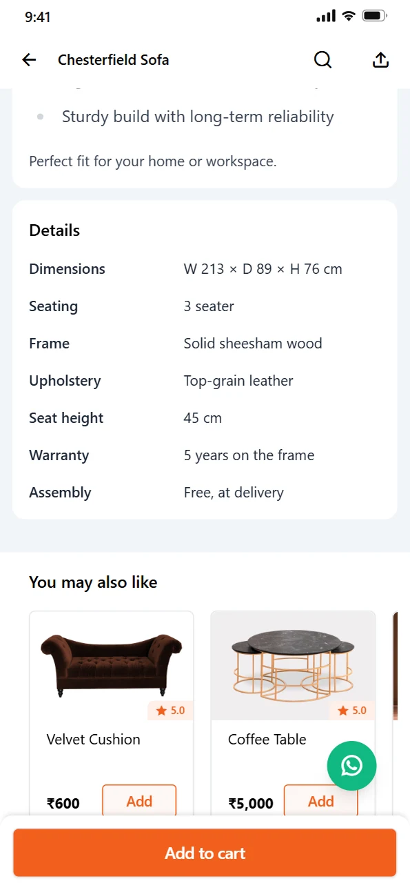 Dimensions and materials