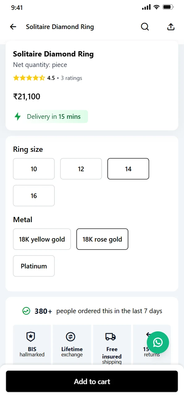 Sizes and metals