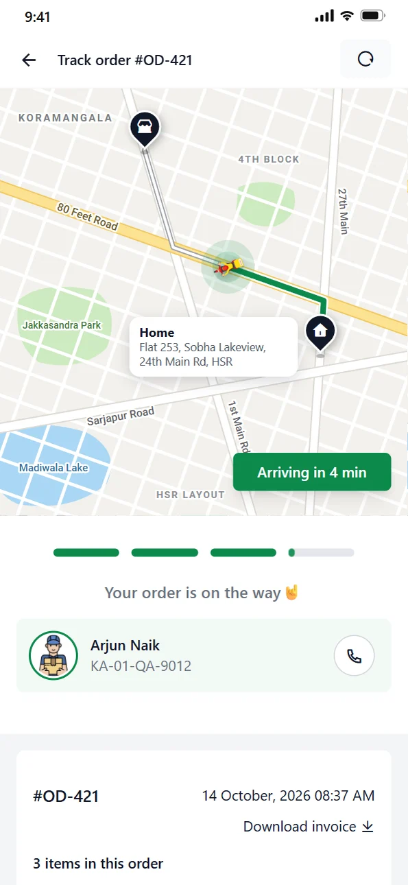 Your customer watches it arrive