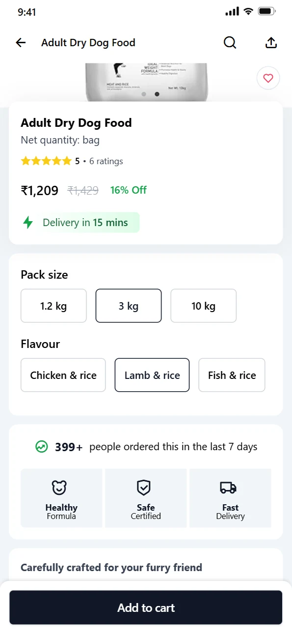 Pack sizes and flavours