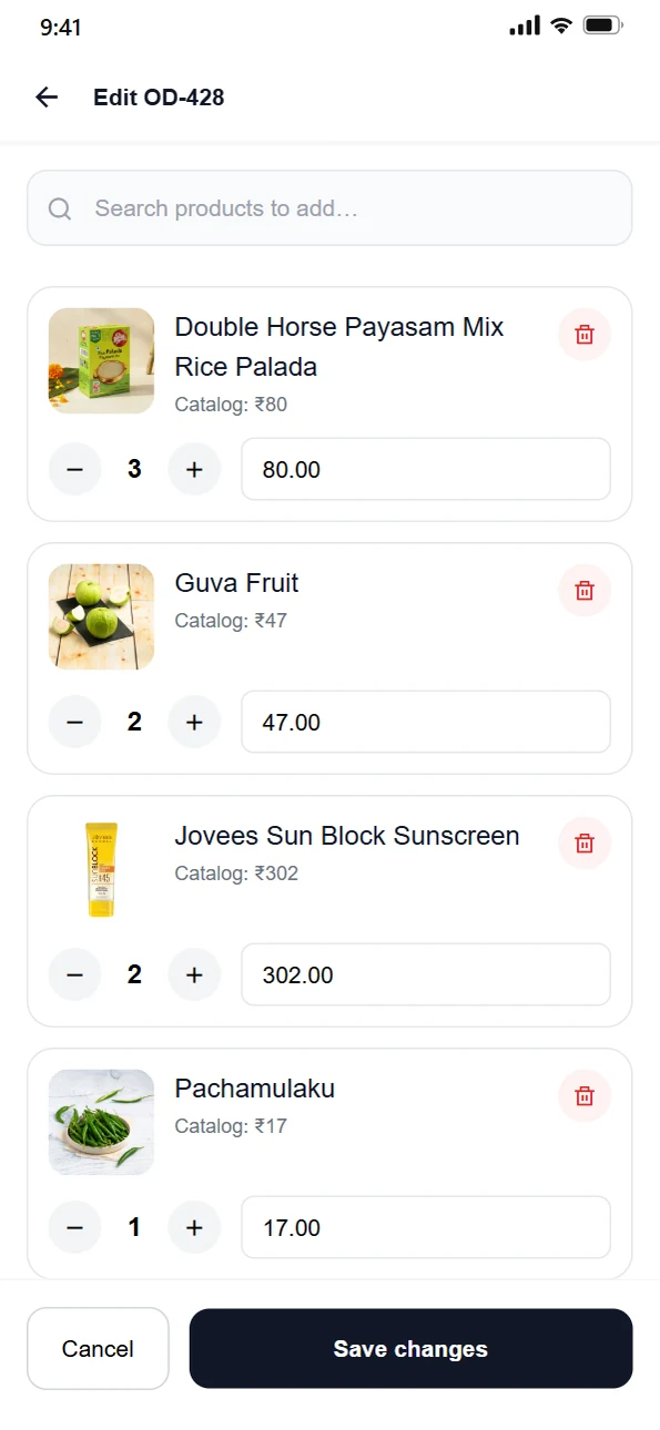 Fix an order while picking