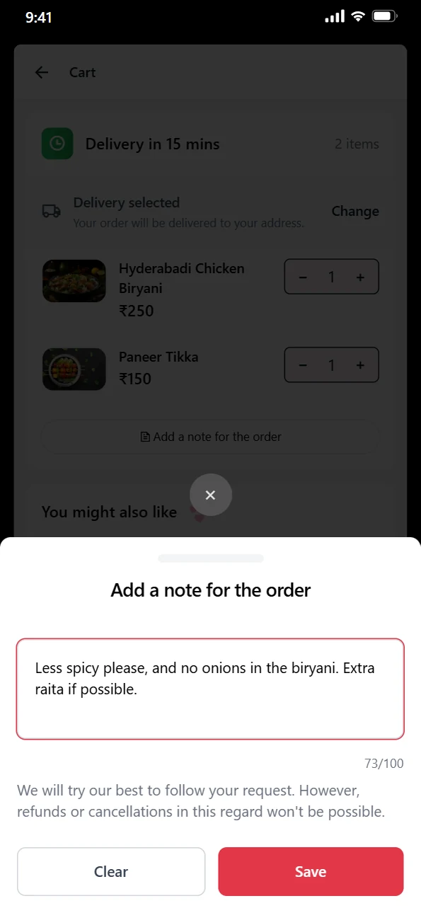 Cooking notes