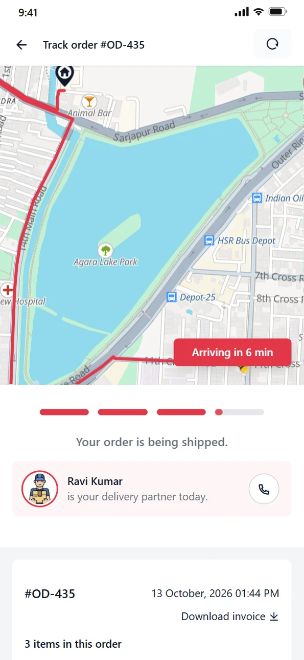 Your customer watches it arrive