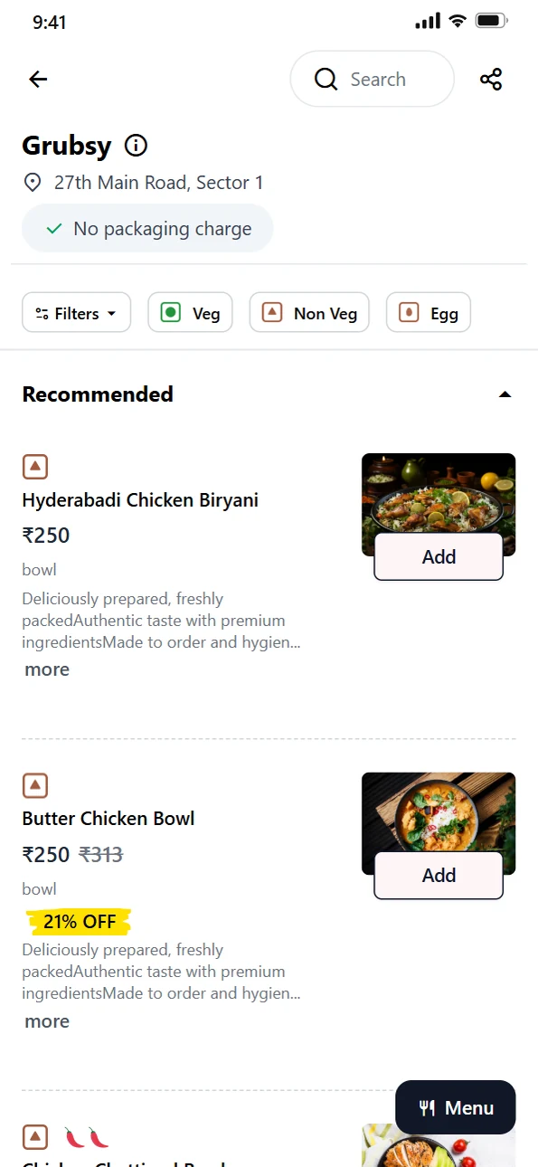 Veg, non-veg and egg markers
