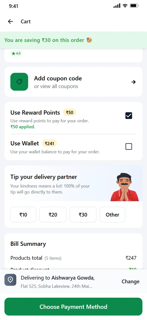 Cashback on every order