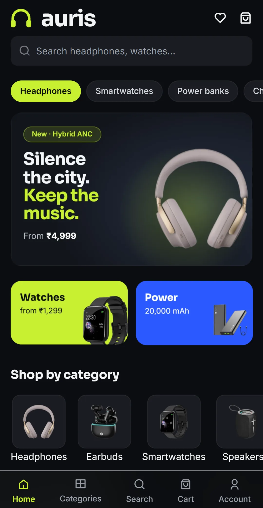 The Volt store design on a phone