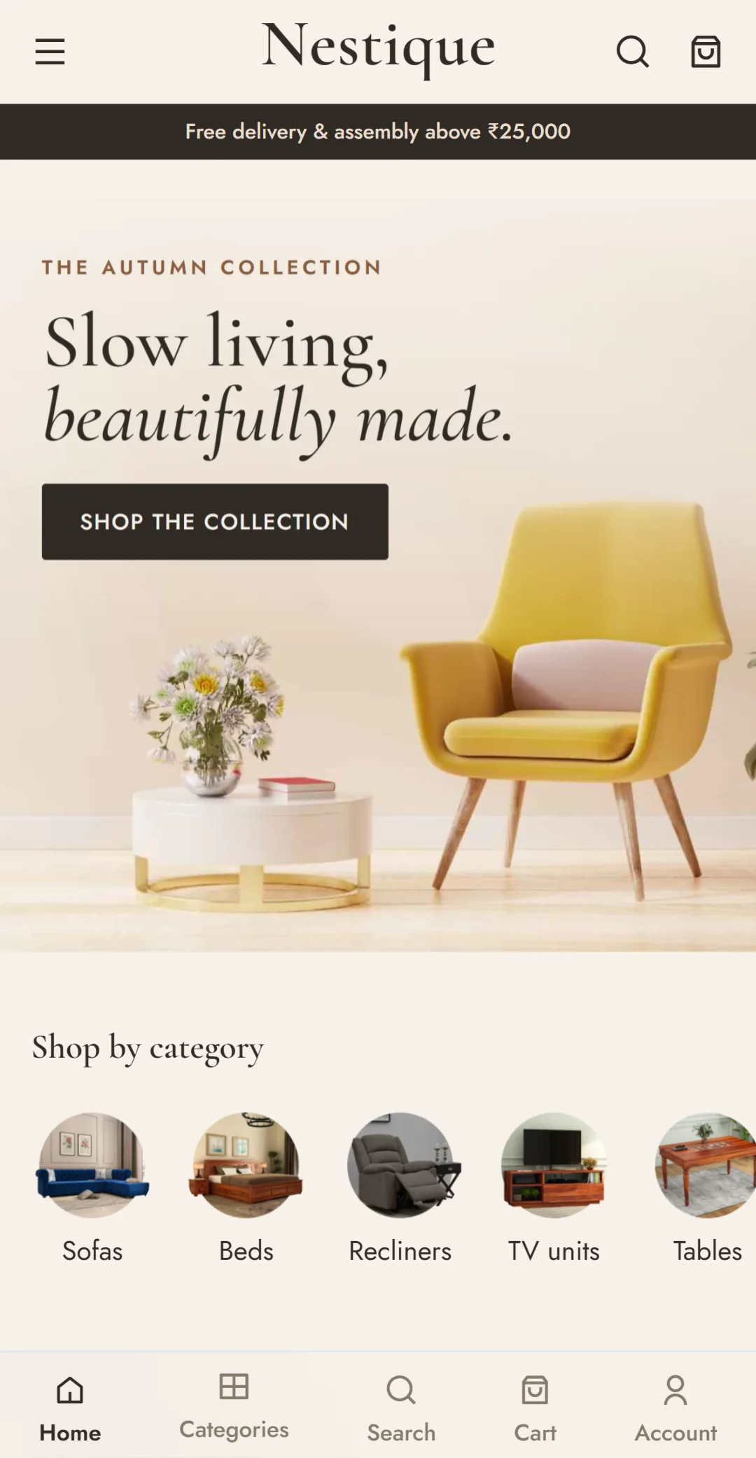 The Elegant store design on a phone