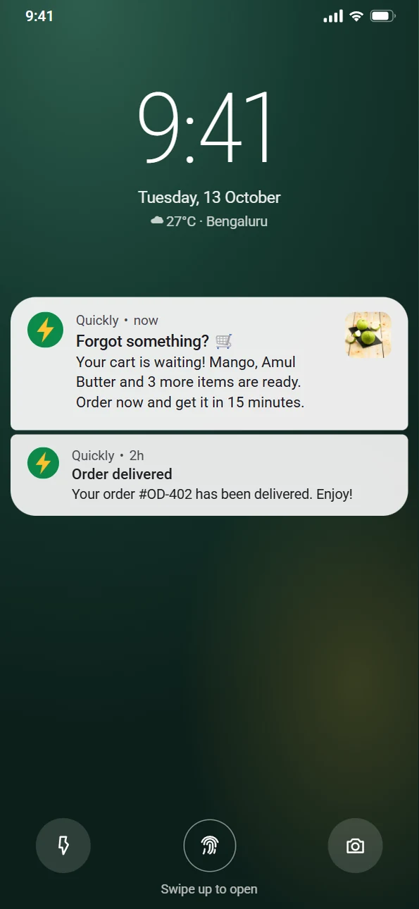 Remind customers who left items in their cart.