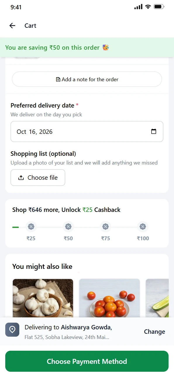 Checkout with a date field and a file upload