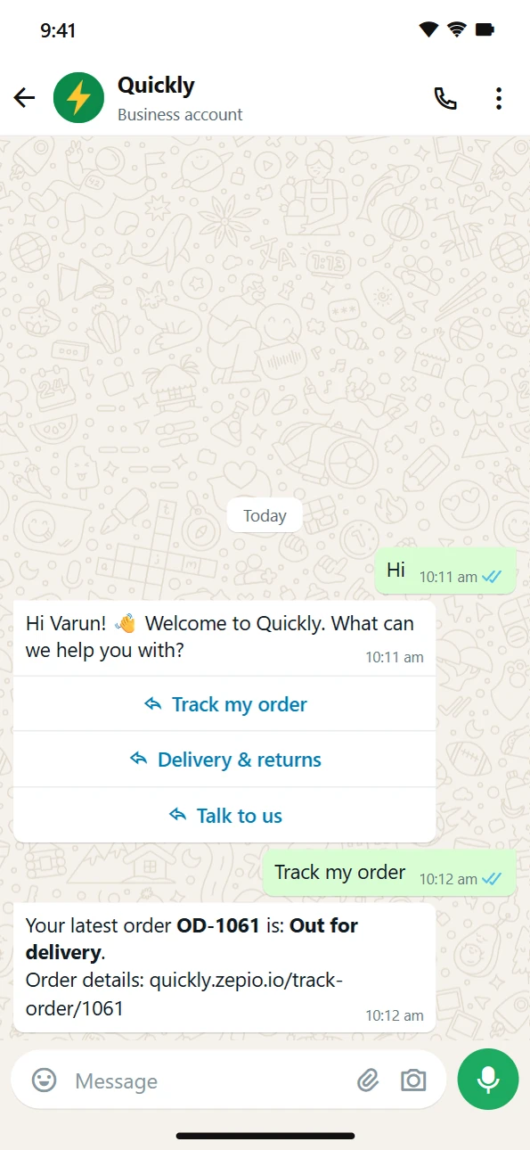 Order tracking in a tap